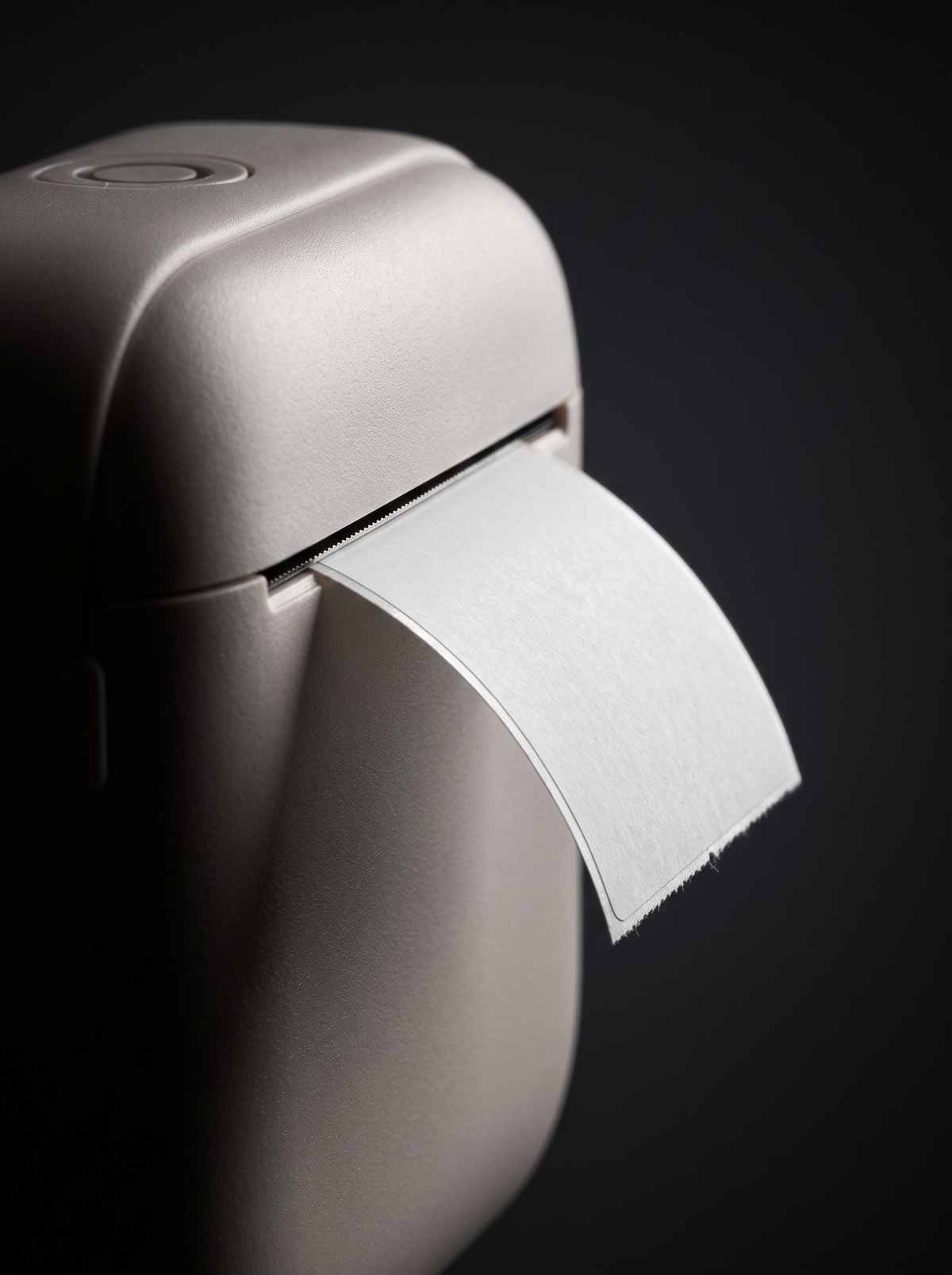 Thermal printer paper output - close-up