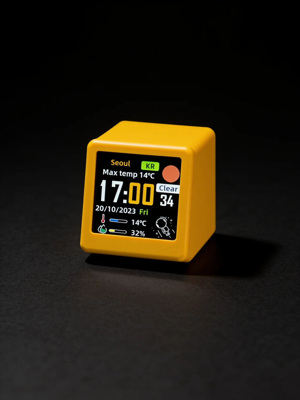 Digital Wi-Fi Weather Station - yellow version with weather display